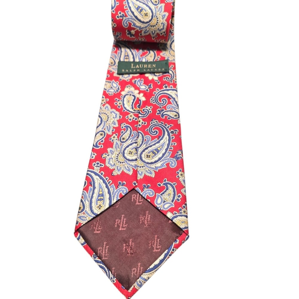 Lauren Ralph Lauren Multicolor Paisley 100% Silk Necktie Made in USA Tie Vintage - Picture 2 of 8